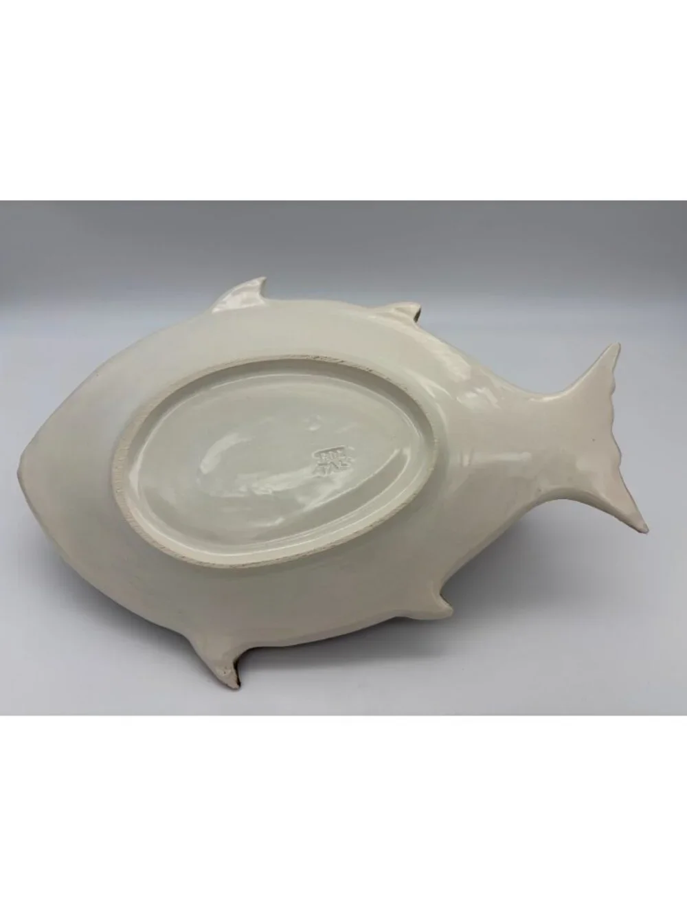 Vintage Mid Century Italian Fish Gravy Boat Lid Ladle Made in Italy Ceramic 11in